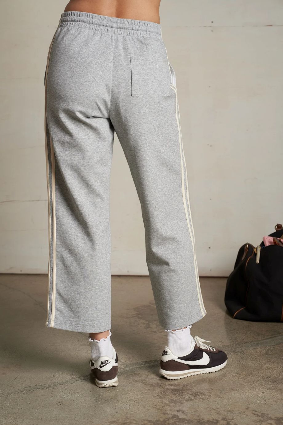 Claud Crop Travel Pant With Stripes Heather Grey - perfectwhitetee - COLOR GAME