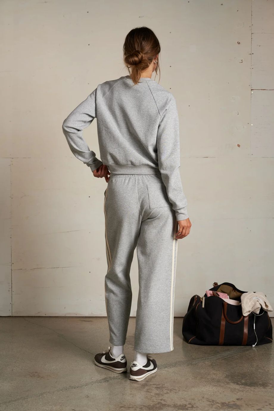 Claud Crop Travel Pant With Stripes Heather Grey - perfectwhitetee - COLOR GAME