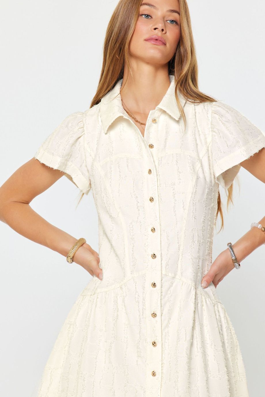 Collins Frayed Textrure Mini Dress - Current Air - COLOR GAME