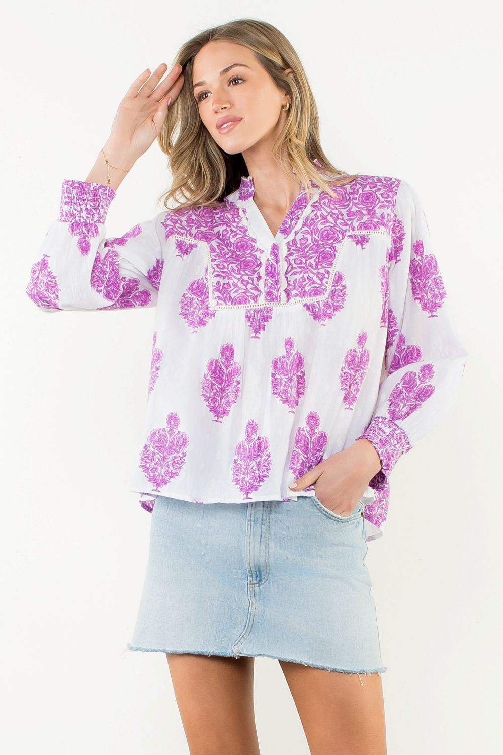 Conley Hand - Printed Floral Top - FINAL SALE - THML - COLOR GAME