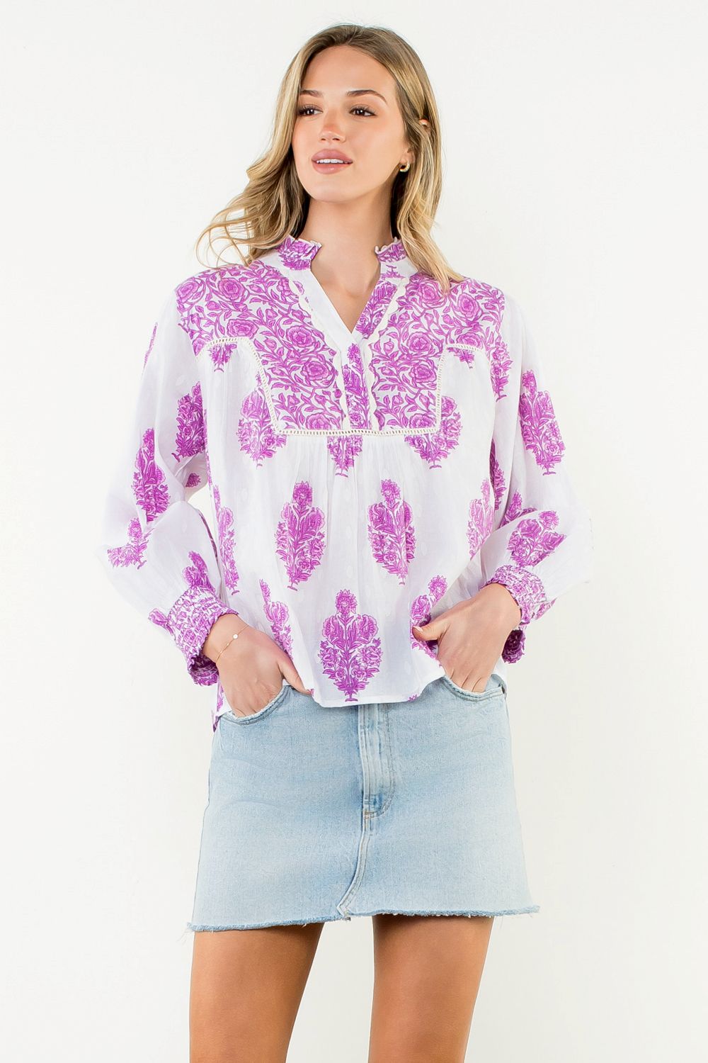 Conley Hand - Printed Floral Top - FINAL SALE - THML - COLOR GAME