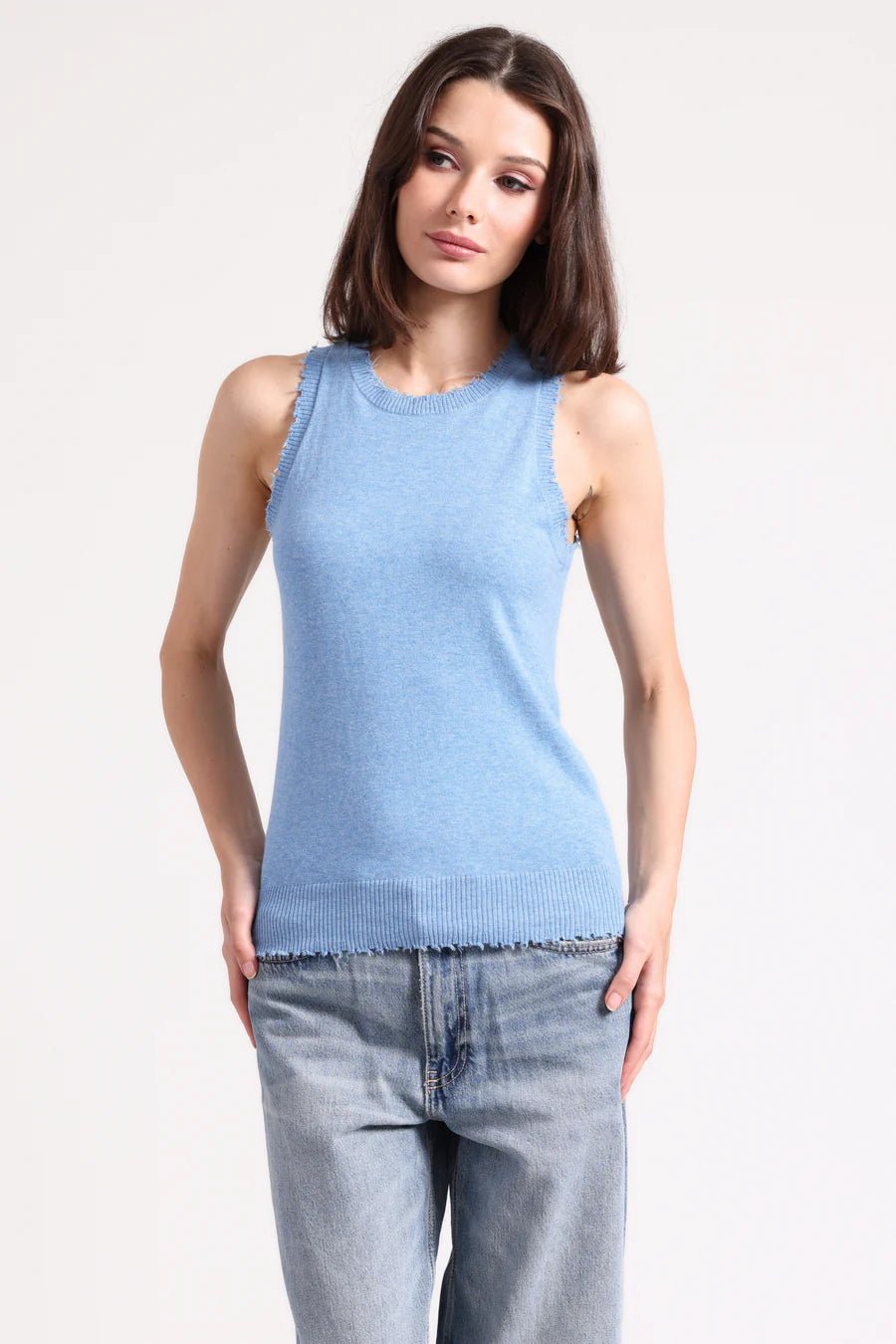 Cotton Cashmere Frayed Tank - Minnie Rose - COLOR GAME