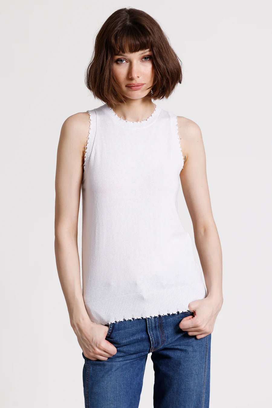 Cotton Cashmere Frayed Tank - Minnie Rose - COLOR GAME