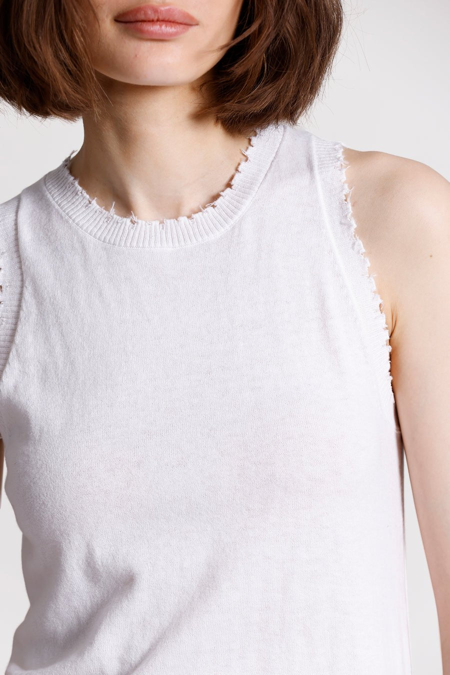 Cotton Cashmere Frayed Tank - Minnie Rose - COLOR GAME