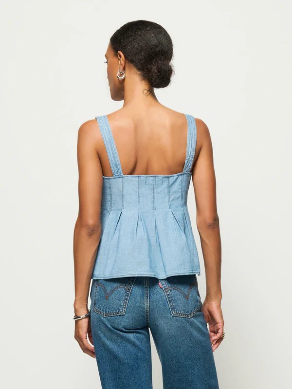 Dove Blue Chambray Pleated Tank - Nation LTD - COLOR GAME