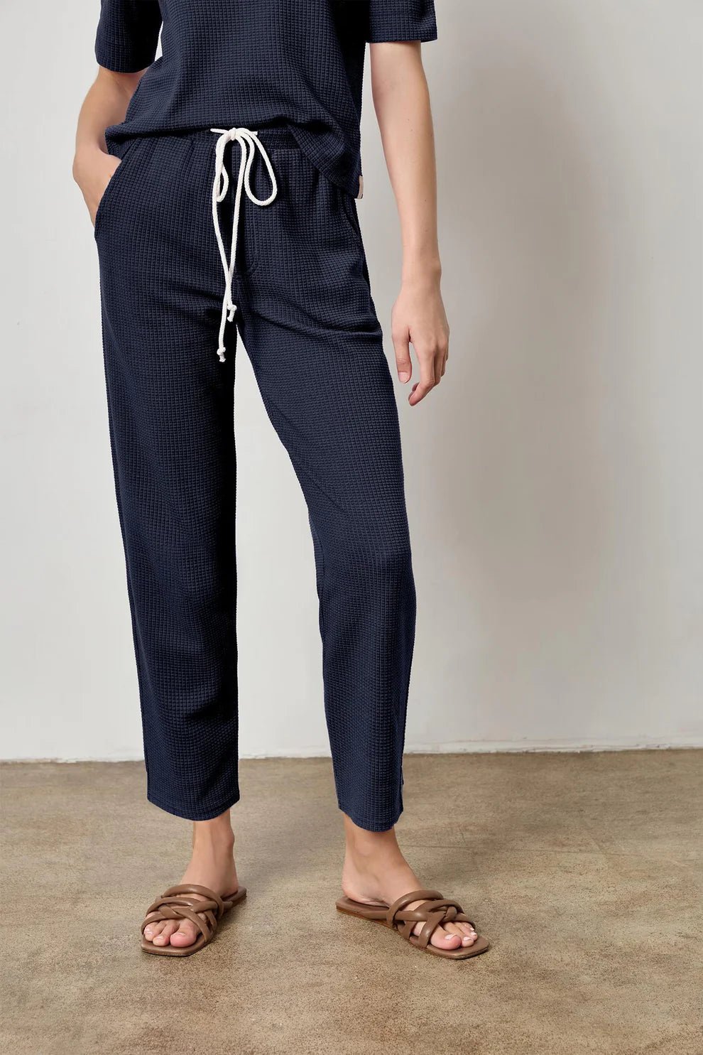Drawcord Waffle Pant Navy - Lilla P - COLOR GAME