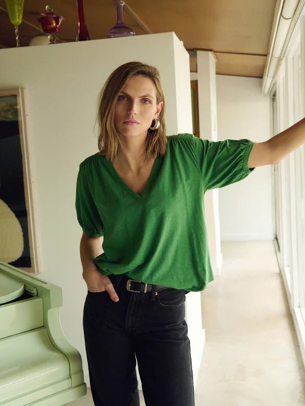 Edie Shirred Top Green Lawn - Nation LTD - COLOR GAME