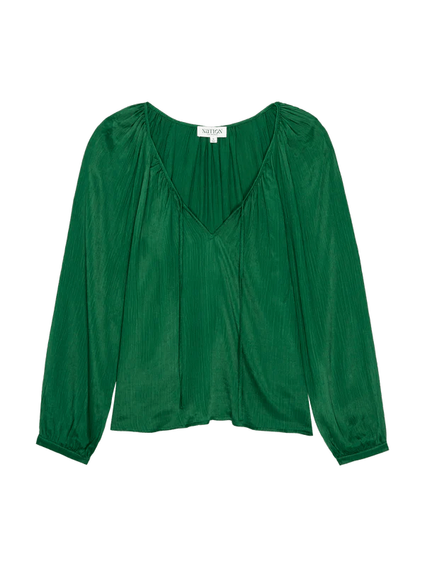 Ellie Textured Satin Top Forest - Nation LTD - COLOR GAME