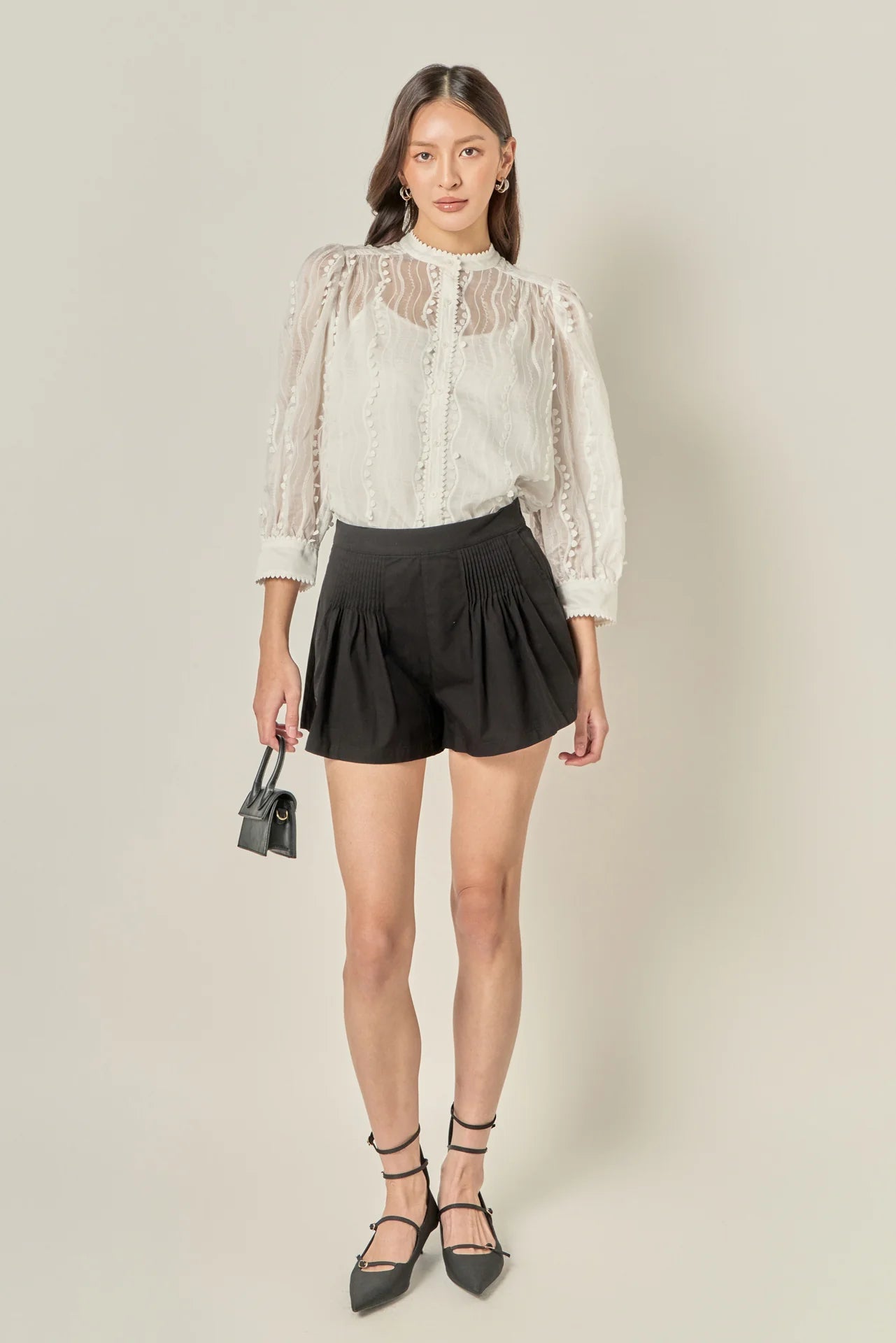 Esther White Heart Trim Blouse - English Factory - COLOR GAME