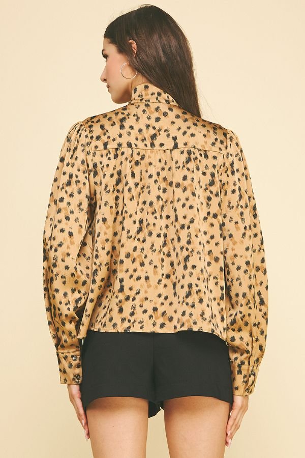 Evelyn Leopard Print Tie Neck Blouse - Pinch - COLOR GAME