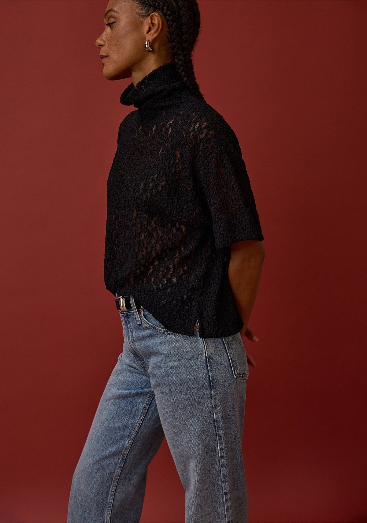 Fable Jet Black Lace Turtleneck by Nation LTD