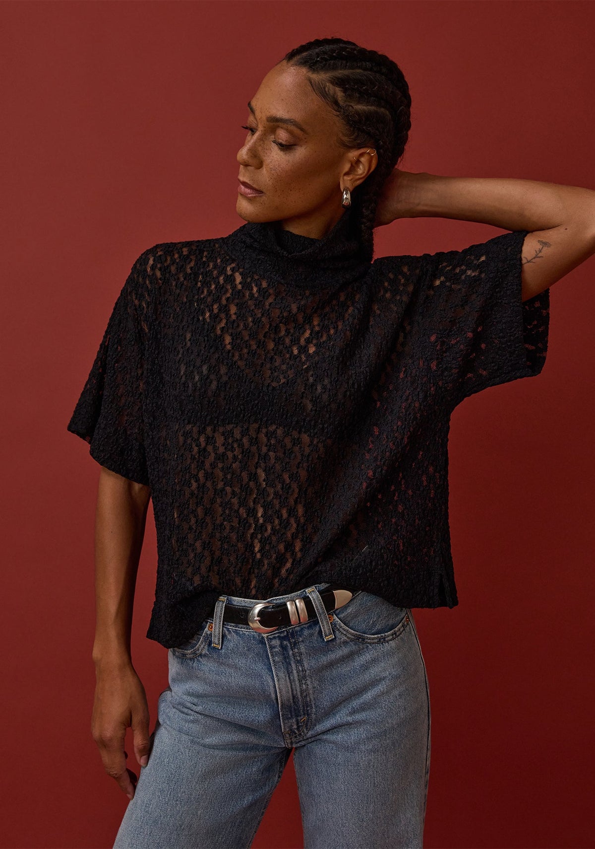 Fable Jet Black Lace Turtleneck by Nation LTD