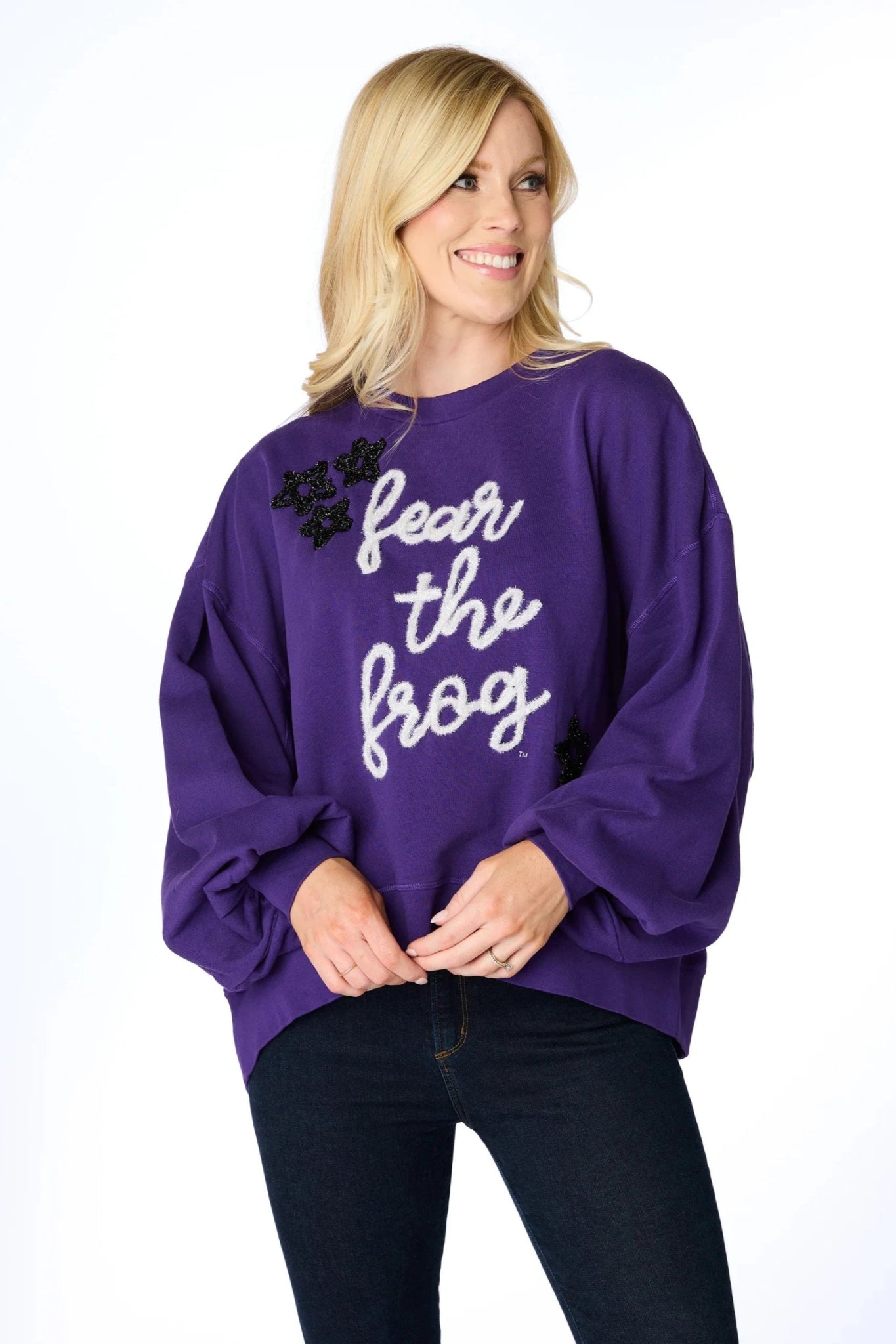 Fear The Frog Glitter Script Balloon Sweatshirt - Stewart Simmons - COLOR GAME