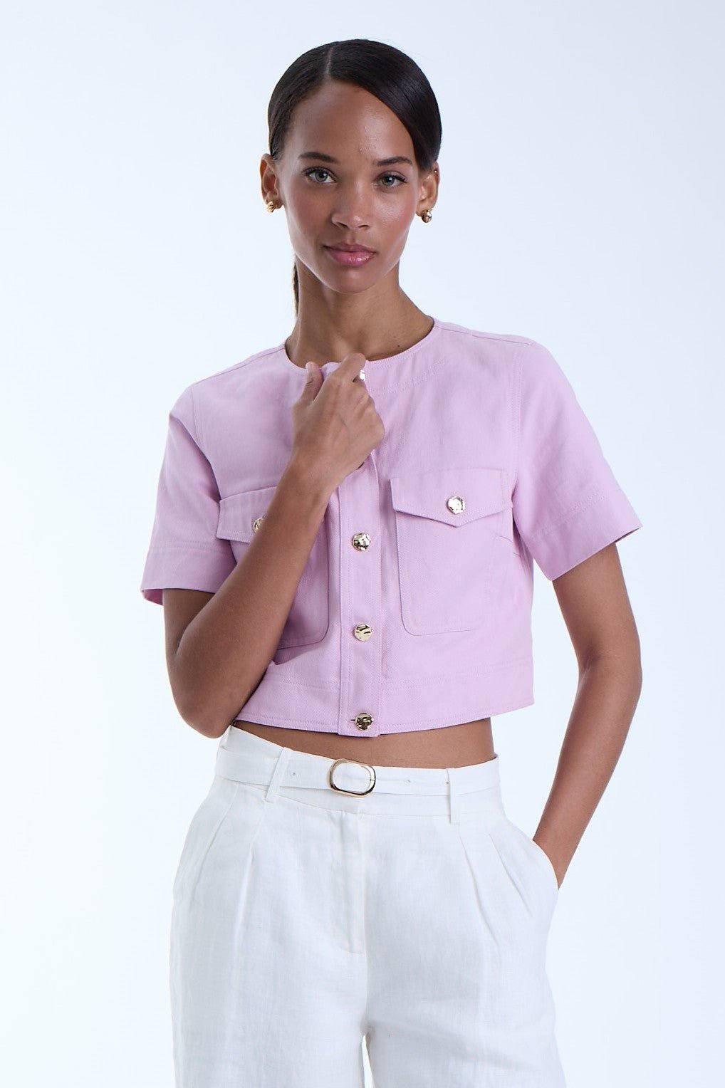 Flora Lilac Denim Top | Orchid