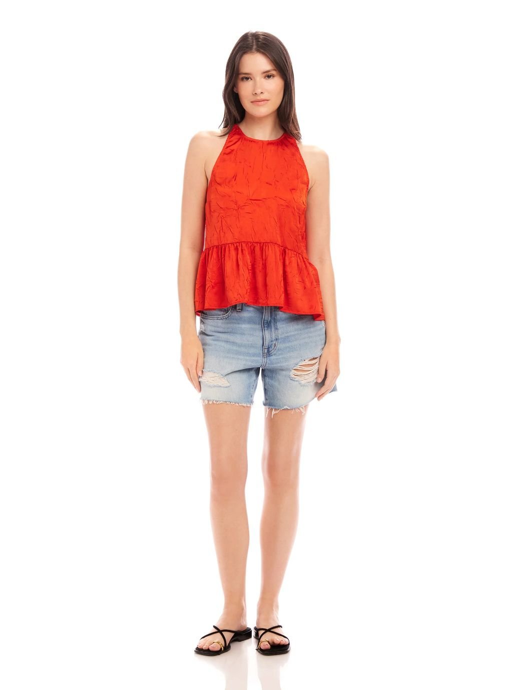 Floren Ruffle Hem Top Bright Orange - Fifteen Twenty - COLOR GAME