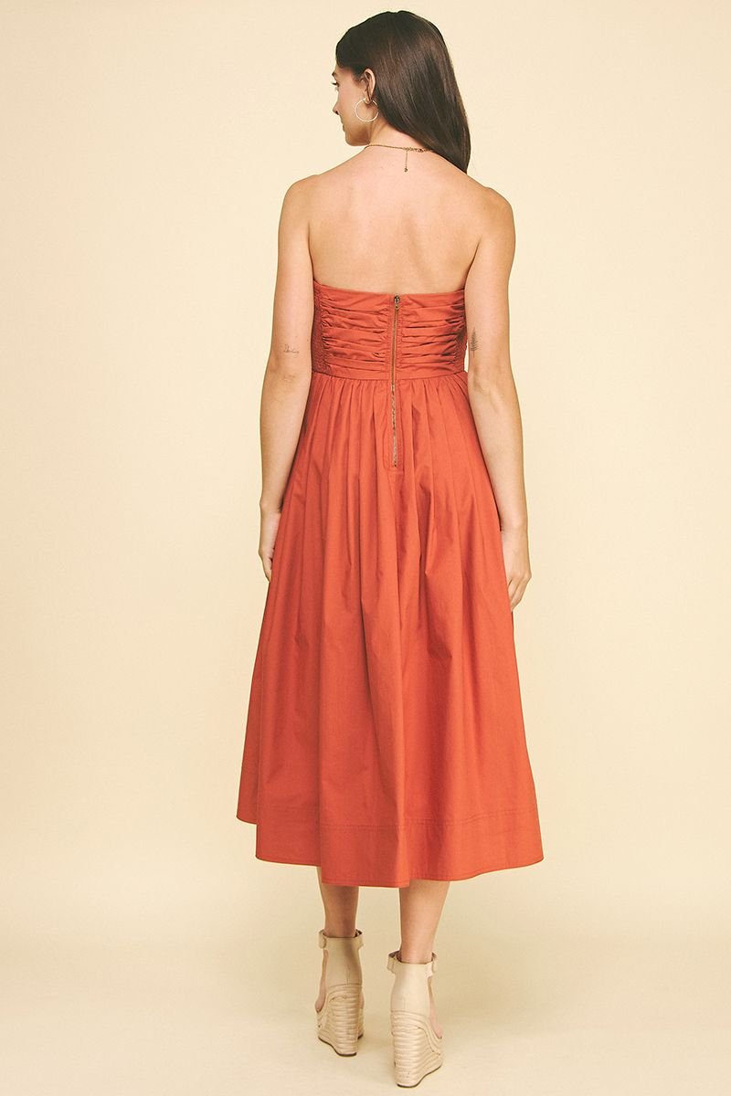 Florence Shirred Strapless Midi Dress - Pinch - COLOR GAME