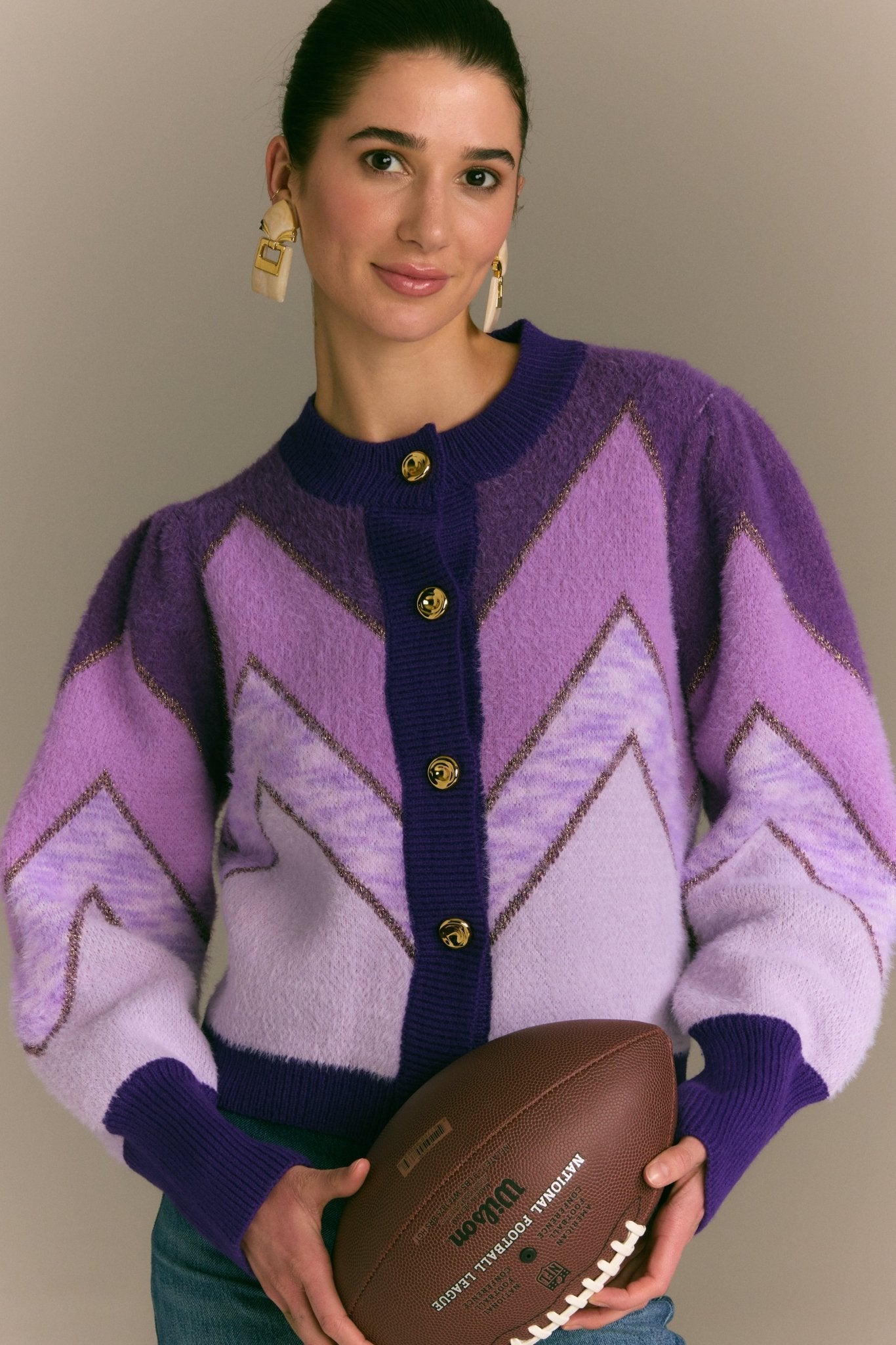 FUZZY CHEVRON CARDIGAN