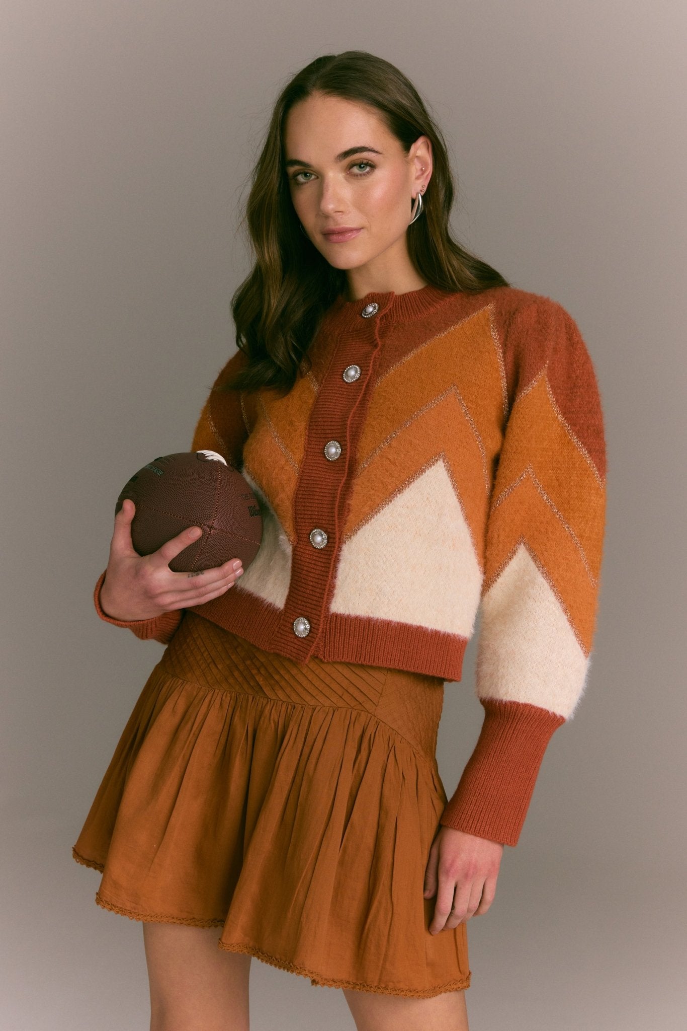 FUZZY CHEVRON CARDIGAN