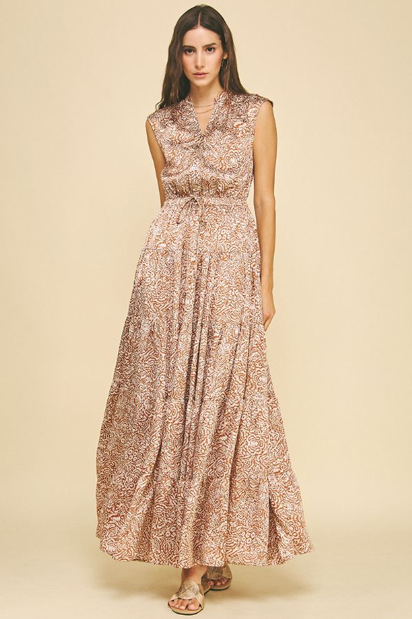 chinese dress ladies Gibson Tiered Maxi Dress L / Camel
