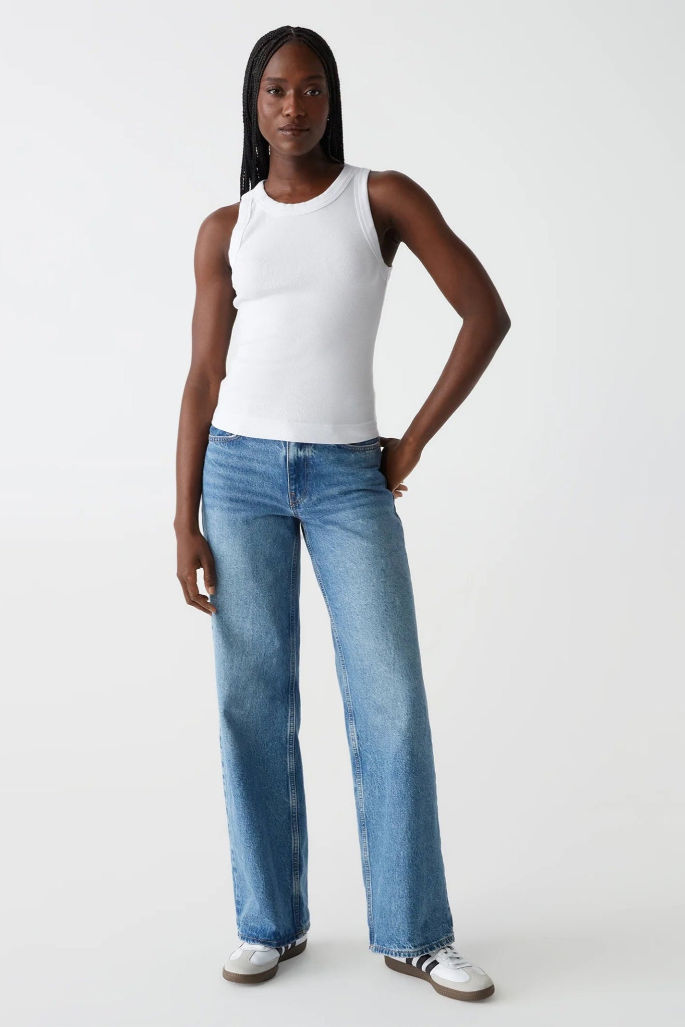 Gina Ribbed Crop Tank White - Michael Stars - COLOR GAME
