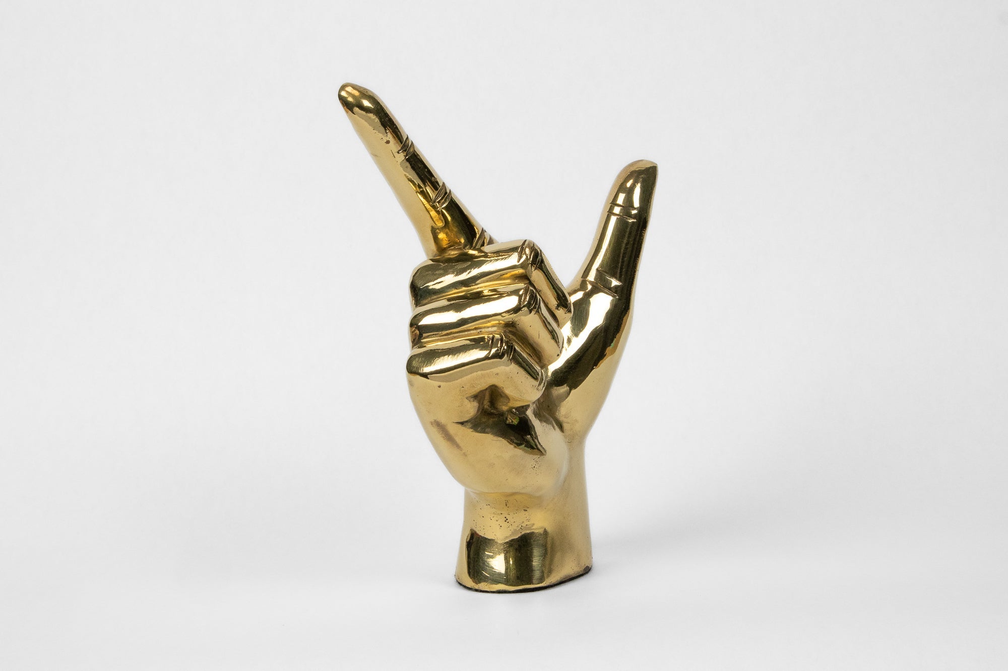 Gun, Pistol, "Guns Up", or "Go Pokes" Hand Sign Sculpture in Brass - Prize - COLOR GAME