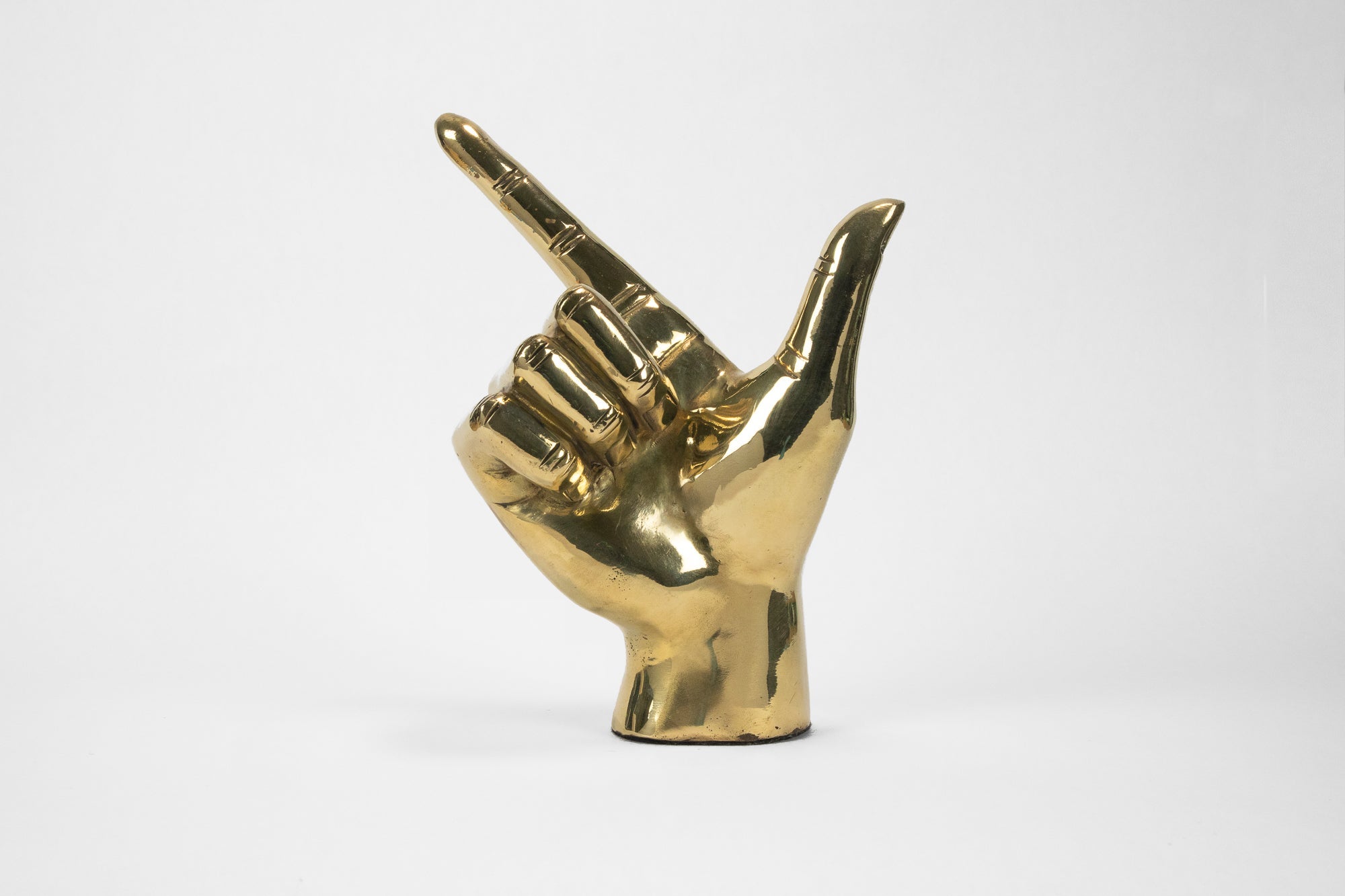 Gun, Pistol, "Guns Up", or "Go Pokes" Hand Sign Sculpture in Brass - Prize - COLOR GAME