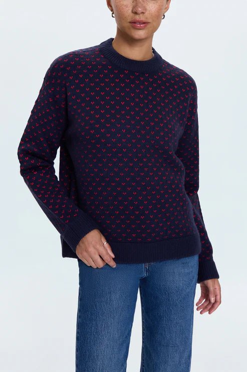 Hanna Oversized Sweater Navy Red Hearts - Pistola - COLOR GAME