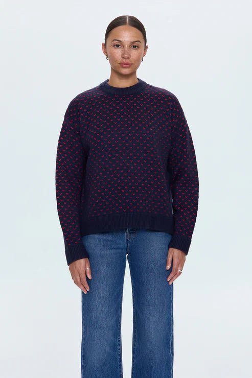 Hanna Oversized Sweater Navy Red Hearts - Pistola - COLOR GAME
