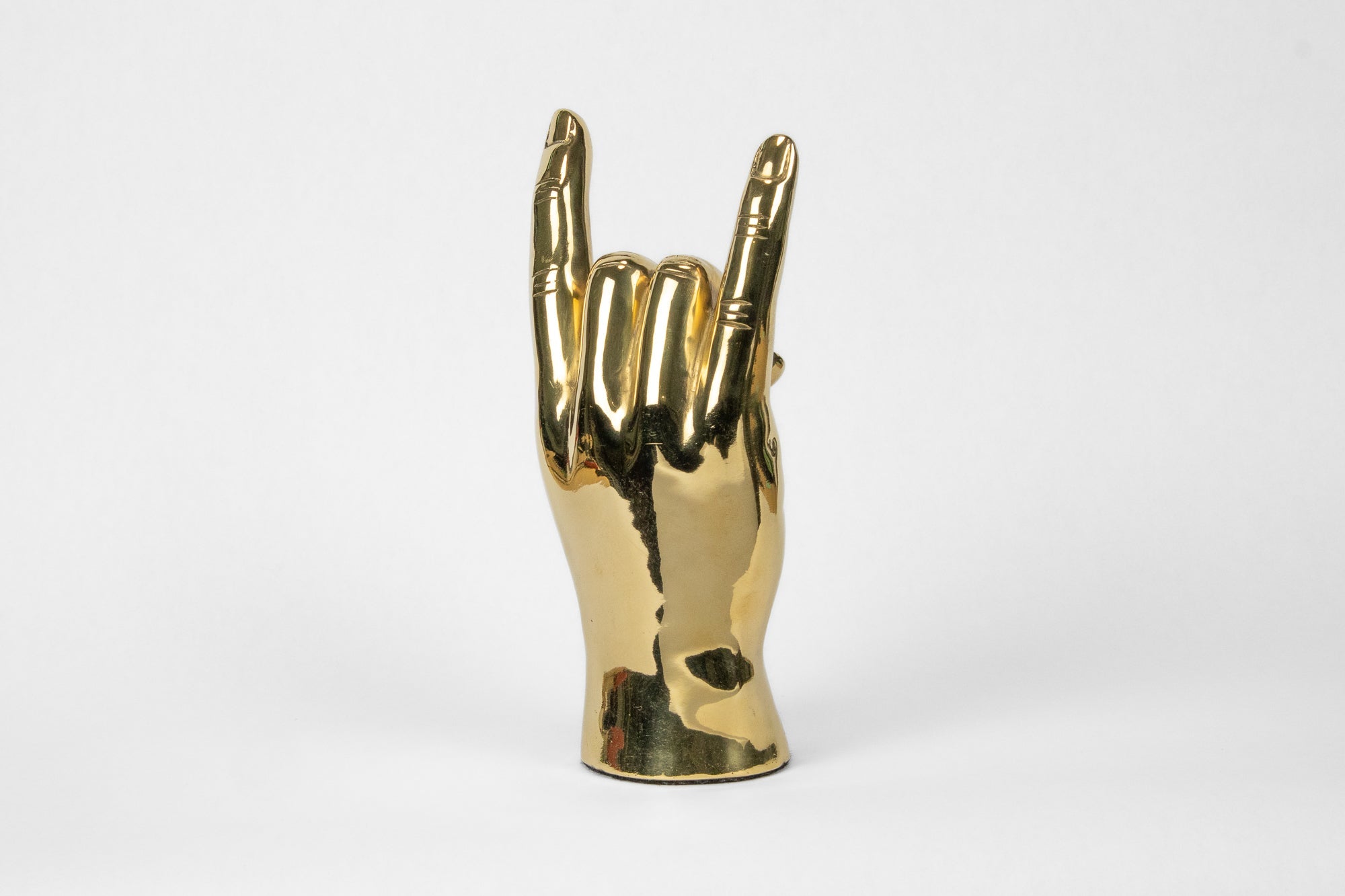 Horns Up or Rock On Hand Sign Sculpture in Brass - Prize - COLOR GAME
