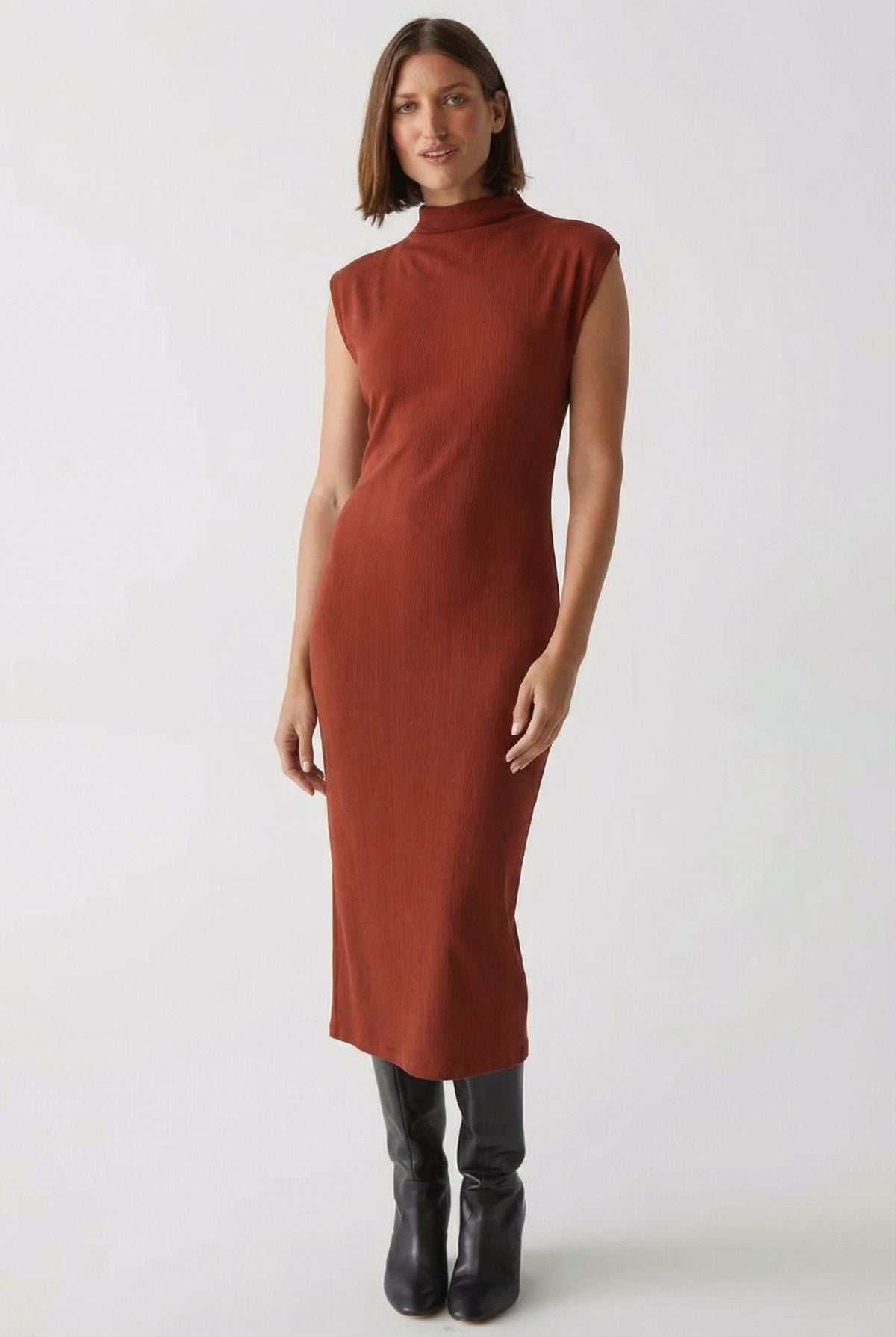 Iolanda Power Shoulder Dress Lava - FINAL SALE - Michael Stars - COLOR GAME