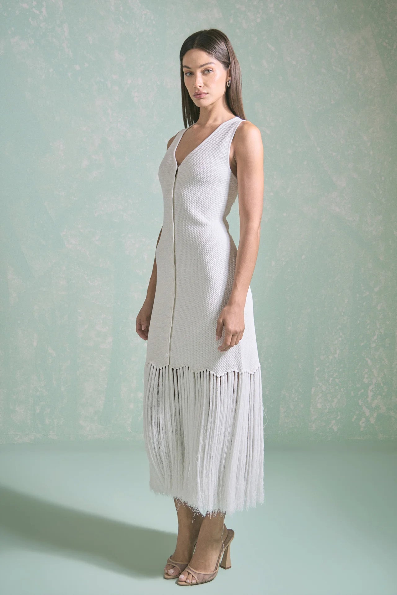 Ischia Sleeveless Fringe Knit Midi Dress - Endless Rose - COLOR GAME