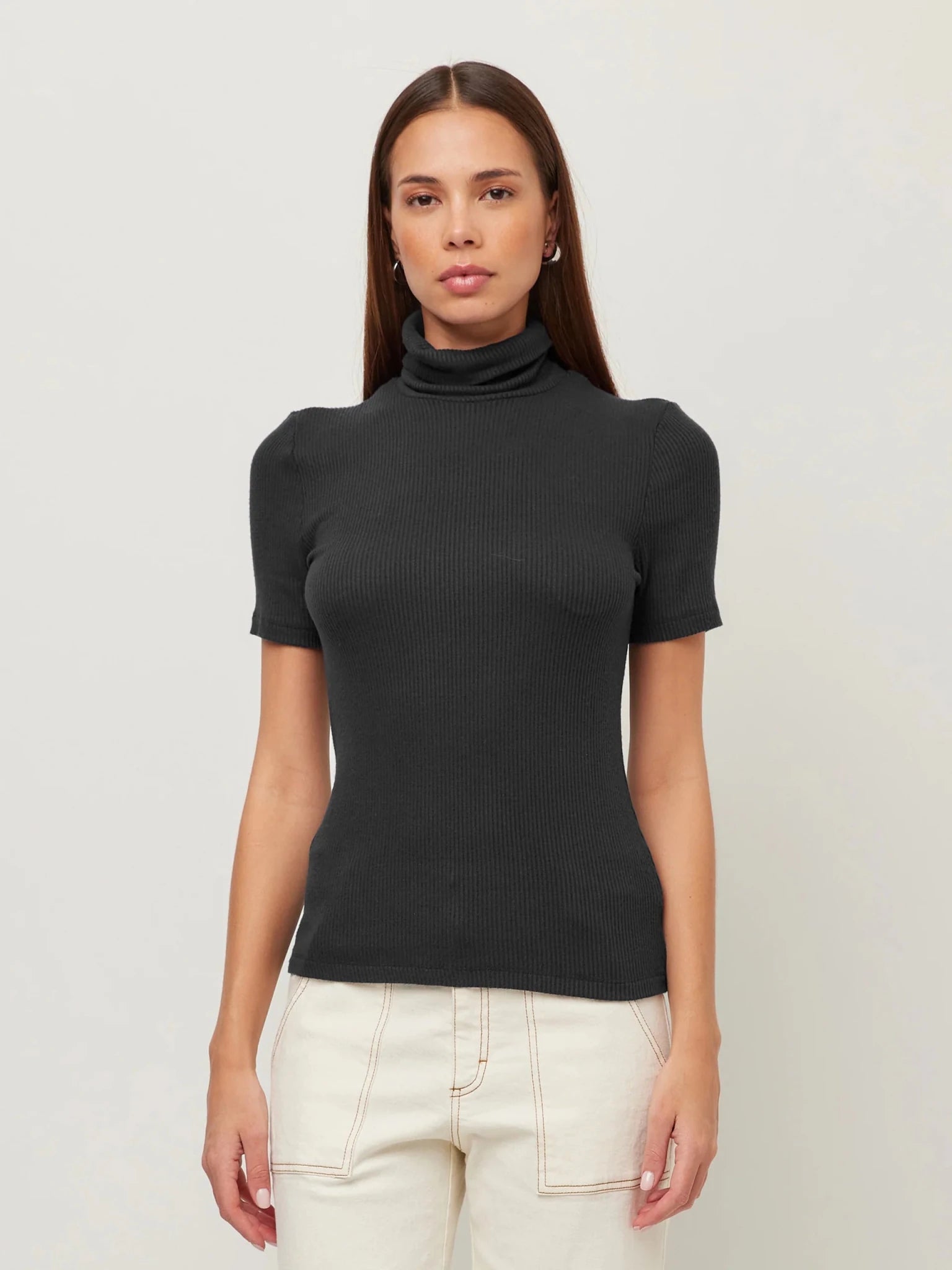 Jana Short Sleeve Turtleneck Top Black - Fifteen Twenty - COLOR GAME