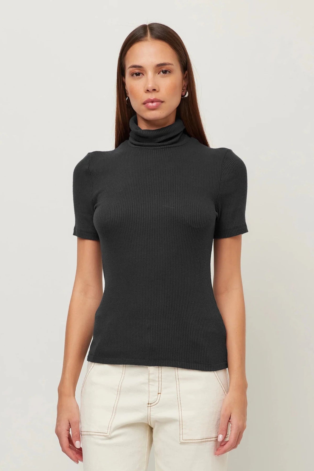 Jana Short Sleeve Turtleneck Top Black - Fifteen Twenty - COLOR GAME