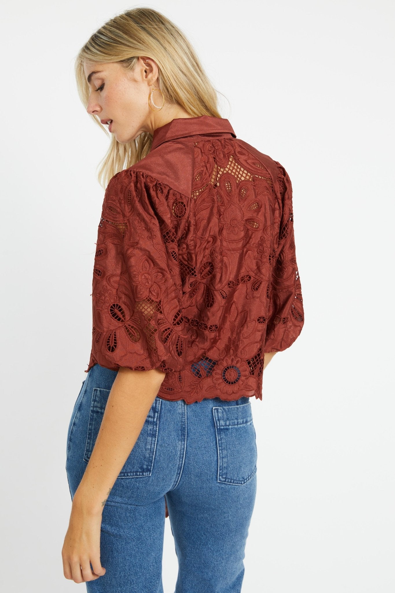 Juliette Fired Brick Lace Top