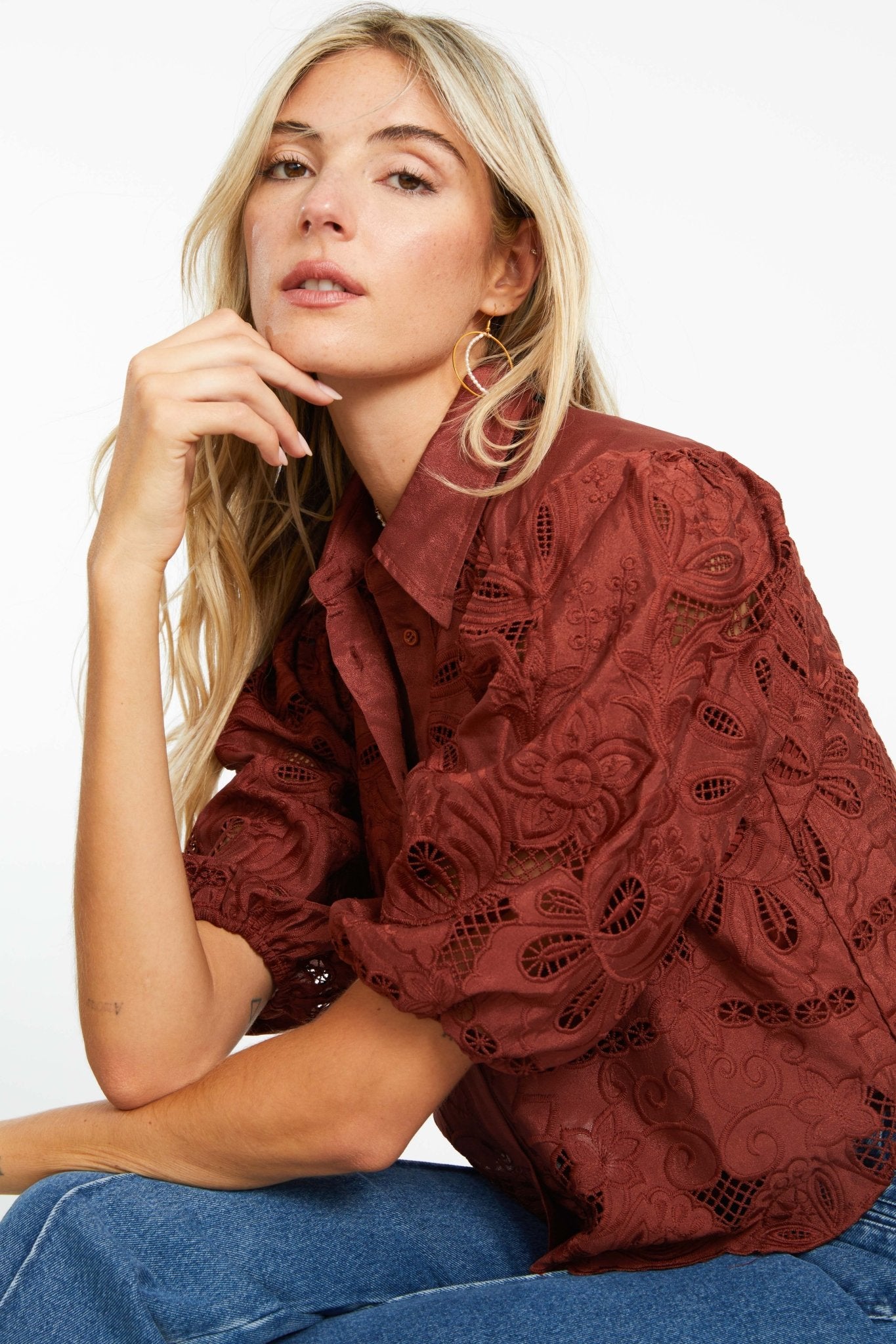 Juliette Fired Brick Lace Top