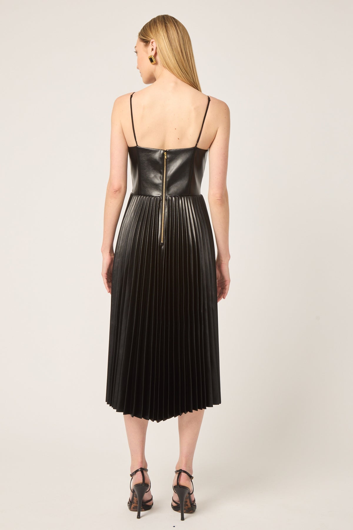Kaya Vegan Leather Pleated Midi Dress by Gilner Farrar
