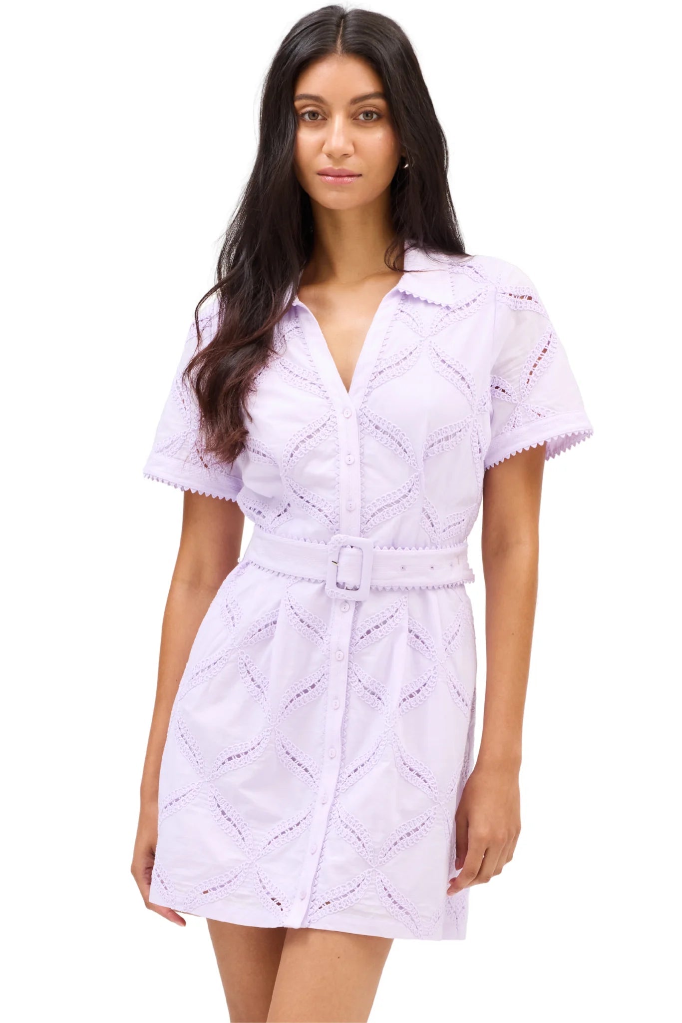 Kennedy Lavender Eyelet Shirt Dress – Tailored Summer Dress