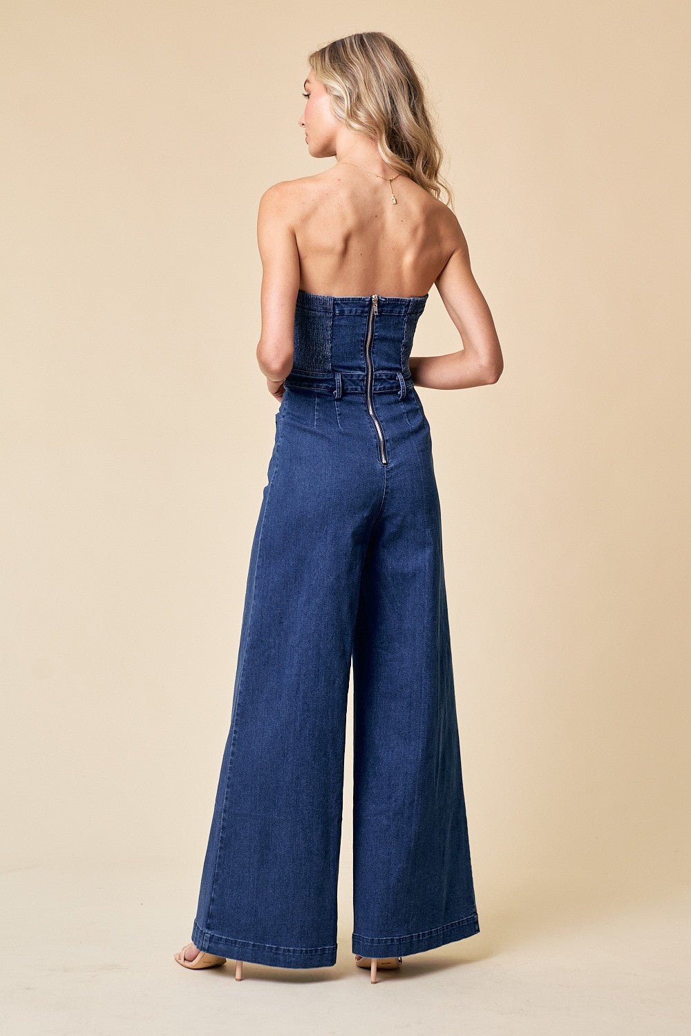 Langley Strapless Denim Wide Leg Jumpsuit - Color Game - COLOR GAME