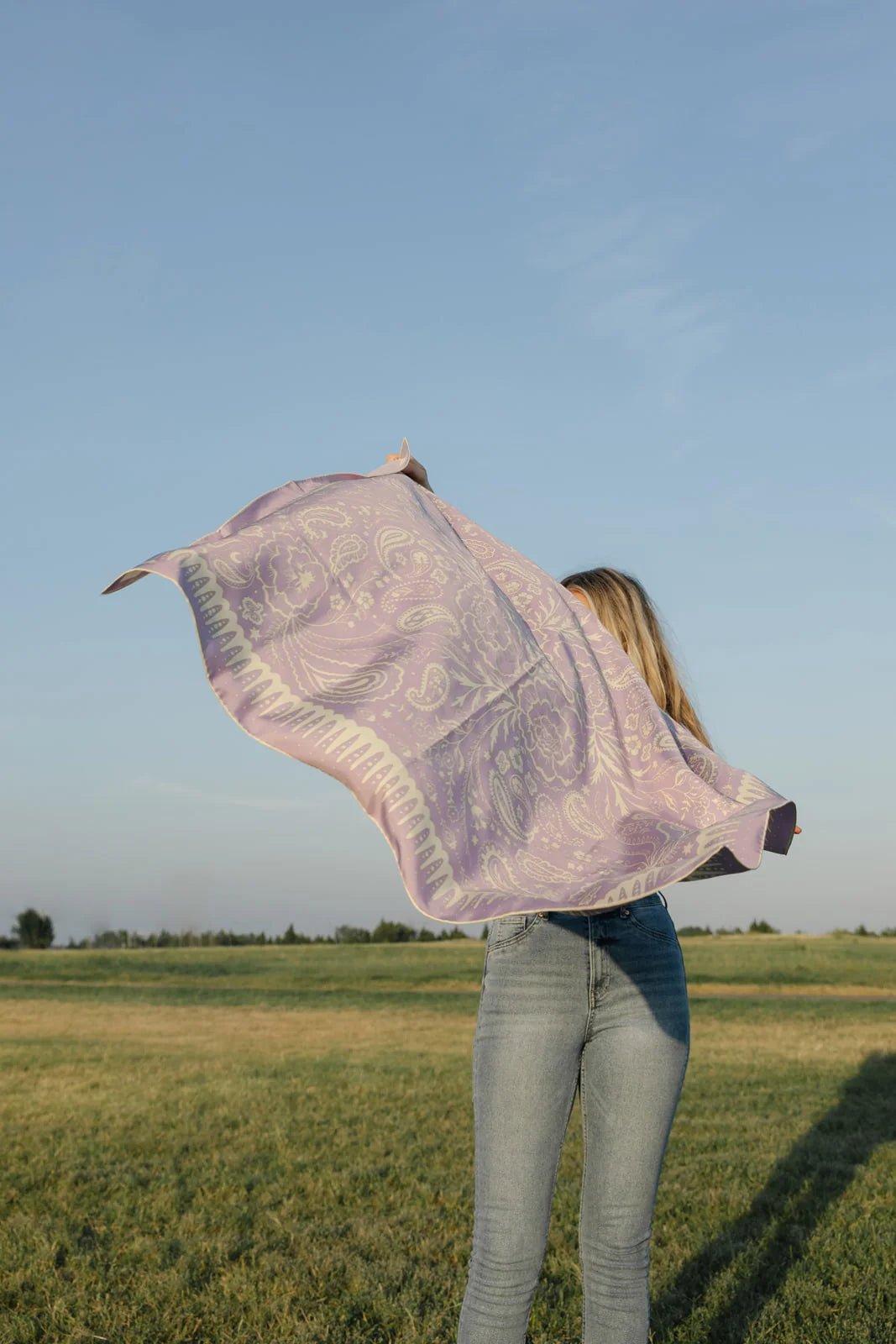 Lavender Fields Silk Paisley Print Scarf 90cm - Sister The Brand - COLOR GAME