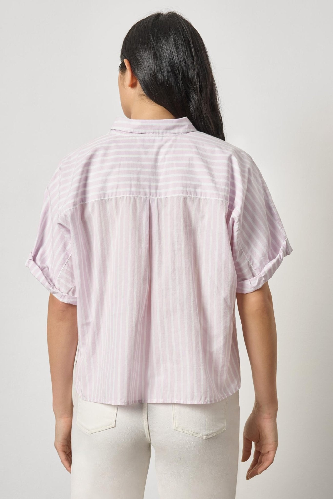 Lavender Striped Oversized Button Down Dolman - Lilla P - COLOR GAME