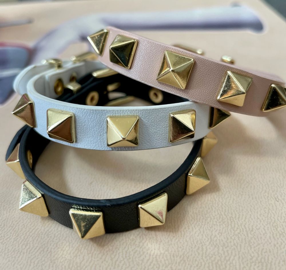 Leather Rivet Bracelet Natural - Gameday Luxe - COLOR GAME