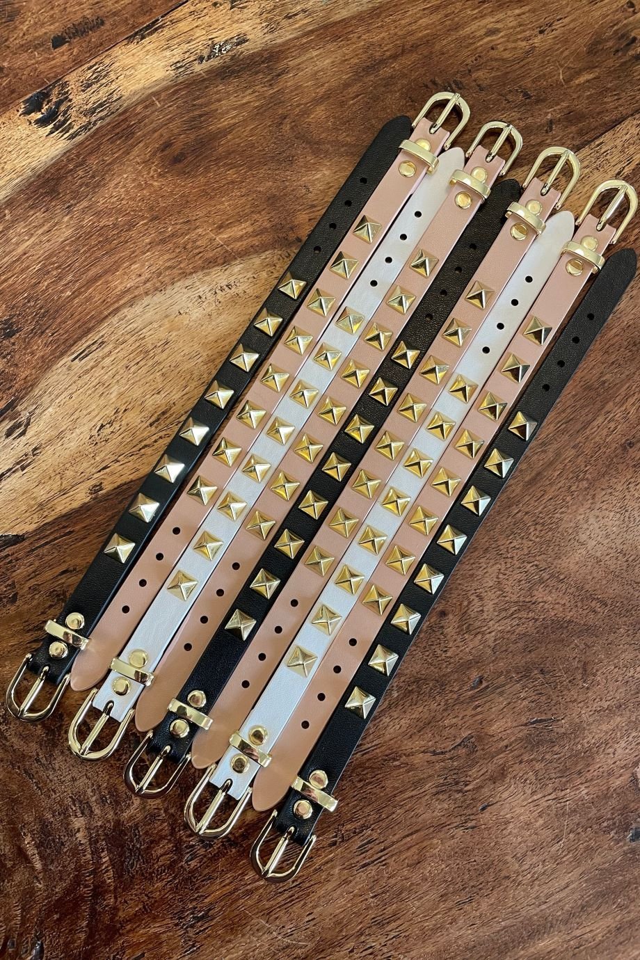 Leather Rivet Bracelet Natural - Gameday Luxe - COLOR GAME