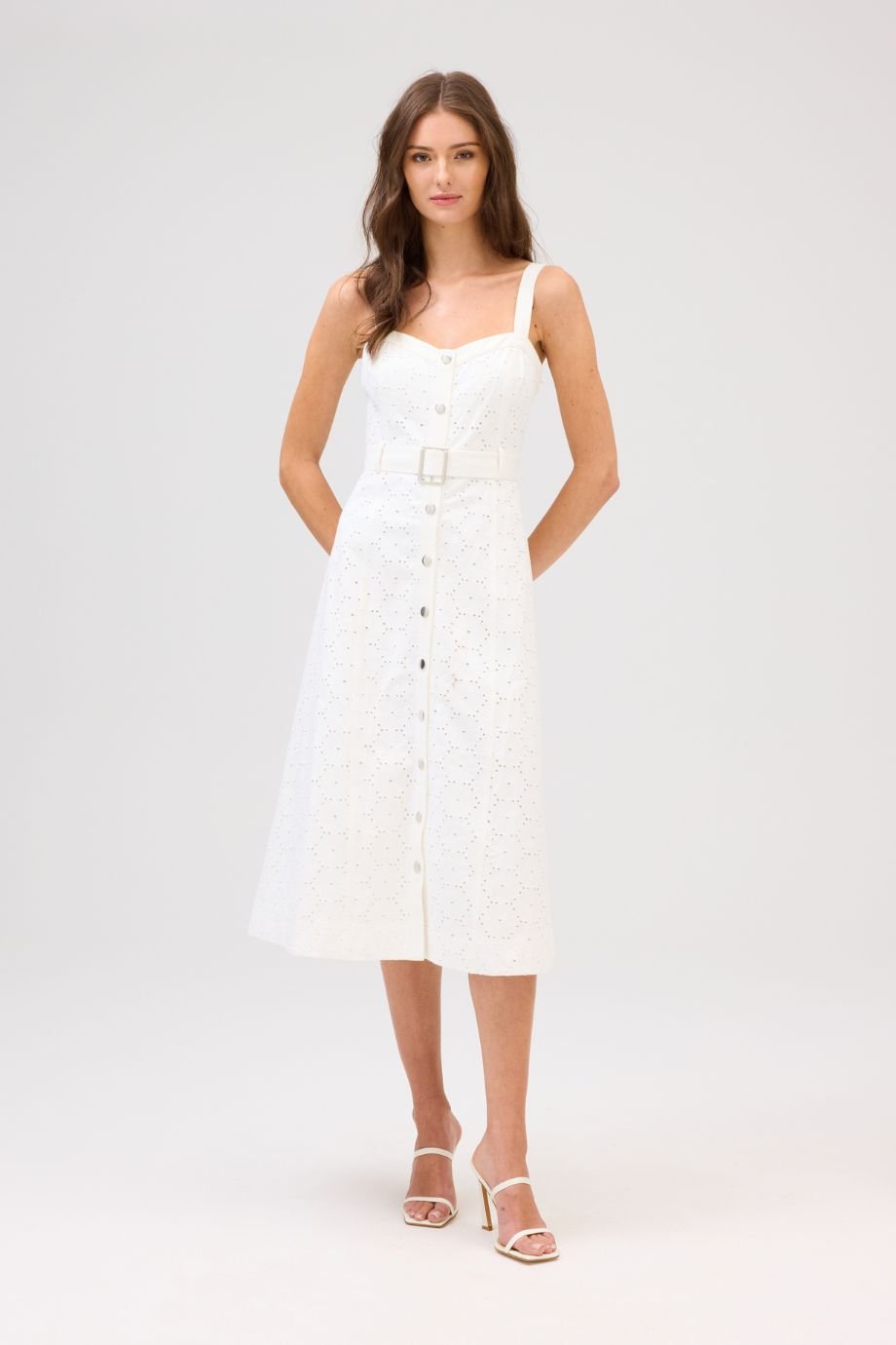 Lilly White Eyelet Midi Dress - Allison New York - COLOR GAME