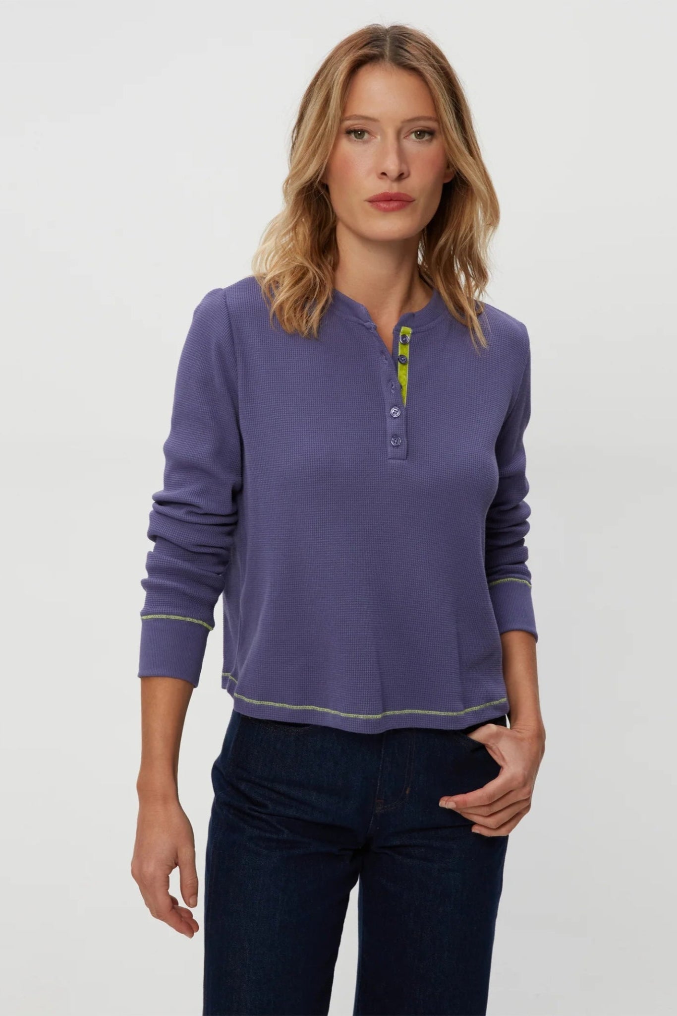 Lina Thermal Henley Tee Moonlit - Michael Stars - COLOR GAME