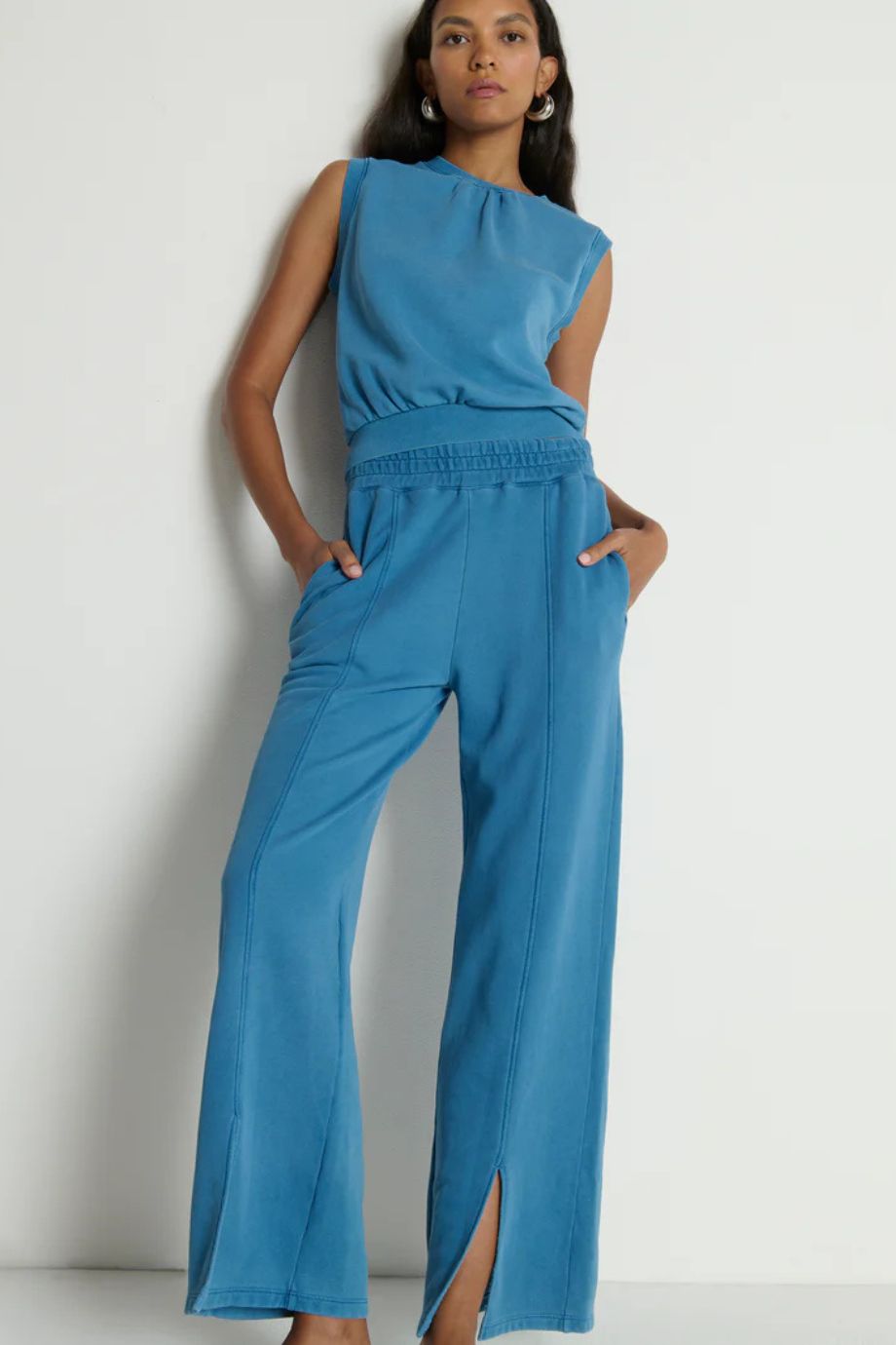 Lincoln Front Slit Knit Pant – Indigo - Nation Los Angeles - COLOR GAME