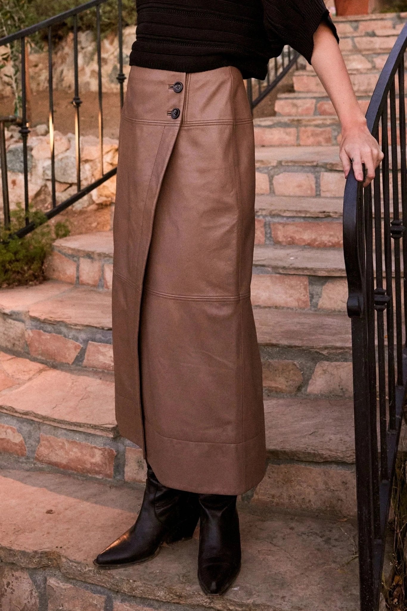 Livia Leather Midi Skirt - Cleobella - COLOR GAME