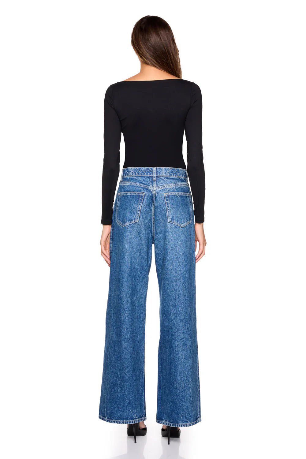 Long Sleeve Scoop Front Top Black - Susana Monaco - COLOR GAME