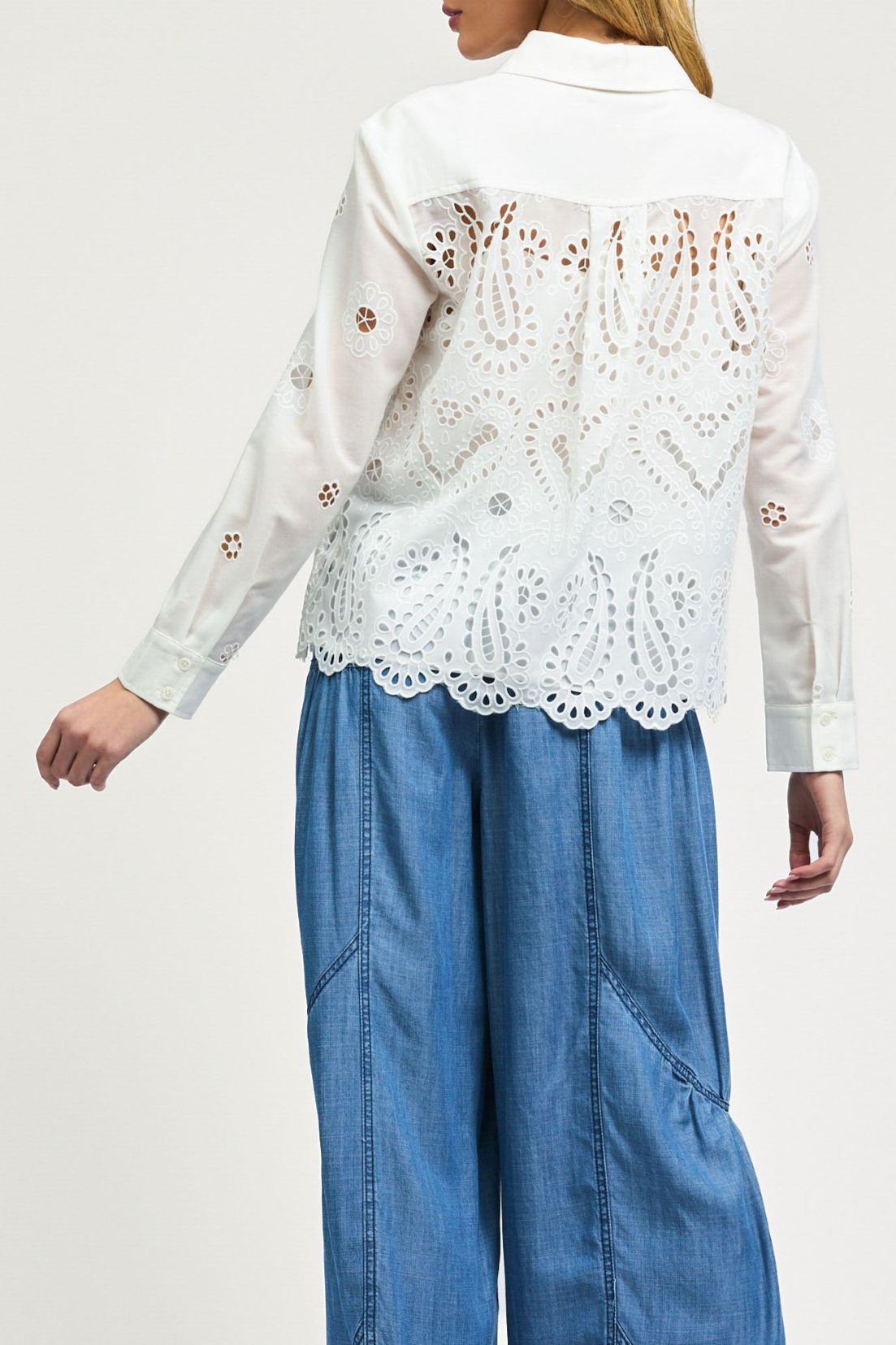 Marisa White Eyelet Button - Front Blouse - Current Air - COLOR GAME