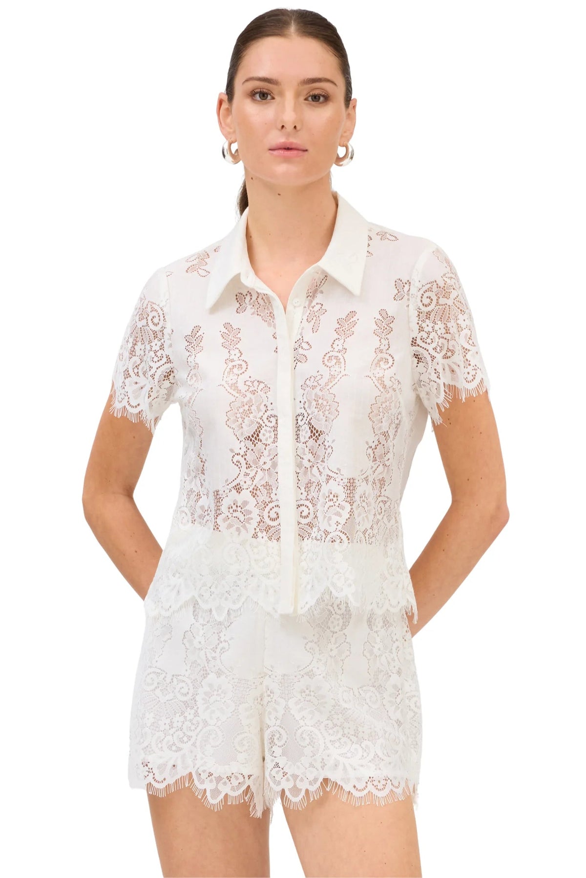Meadow White Lace Blouse – Button Front Lace Top | Allison NY Meadow White Lace Blouse – Button Front Lace Top | Allison NY