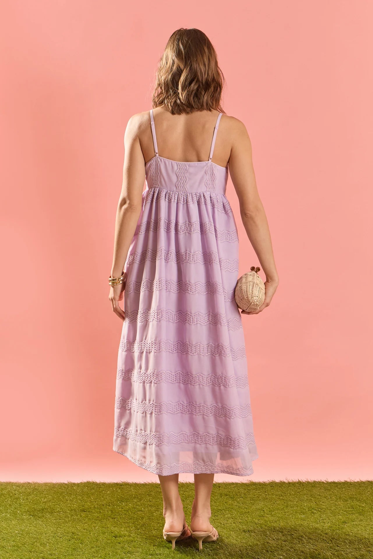 Millicent Embroidered Chiffon Midi Dress Lilac - English Factory - COLOR GAME